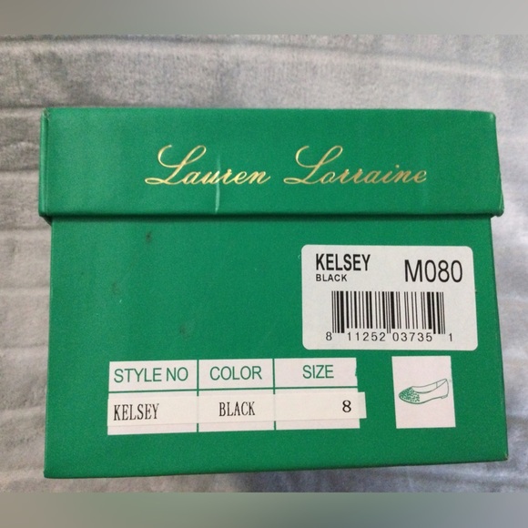 Lauren Lorraine Black Embellished Pointed Toe Ballet Flats Size 8 - Picture 11 of 11